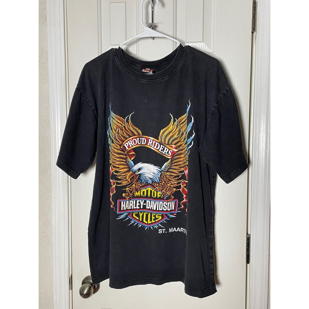 Hot Eagle Harley-Davidson Proud Riders St. Maarten Graphic T-Shirt Black XL XXL